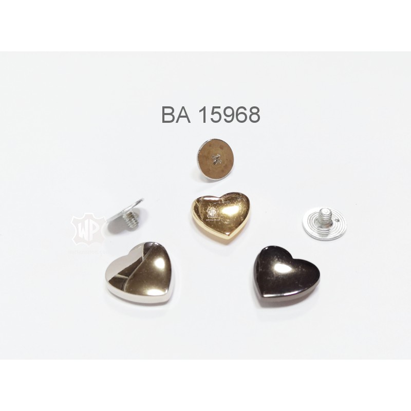 BA 15968 หมุดหัวใจ13มม. 6ชิ้น ประดับตกแต่งกระเป๋า/รองเท้า