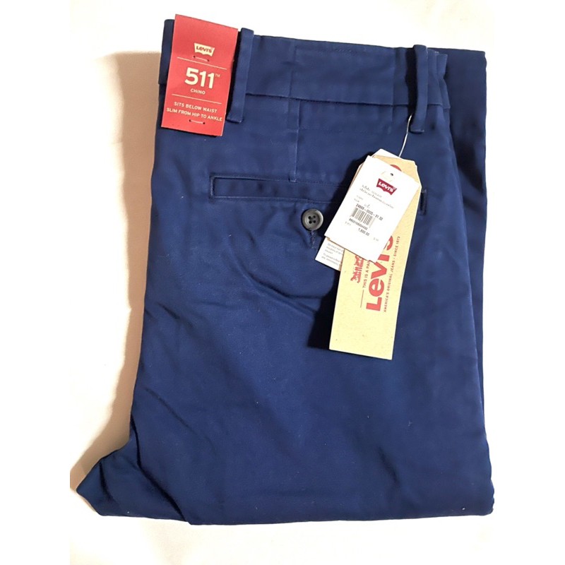 Levi’s 511Slim Chino Pants Navy กางเกงลีวายส์ผ้าชิโน่ สีน้ำเงิน ของแท้ ป้ายครบ Made in Thailand