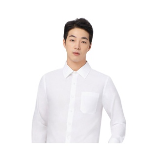 [ลด 100.-, ใช้โค้ด GQSIM100] GQWhite™ เสื้อเชิ้ตผ้าสะท้อนน้ำแขนยาว สีขาว รุ่นมีกระเป๋า
