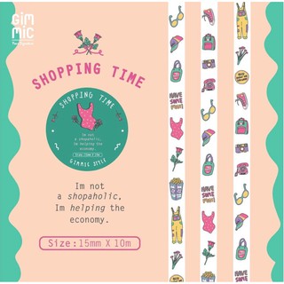 Washi tape เทปวาชิ ลายShopping Time (Gimmic Style) 15mm. x 10m.