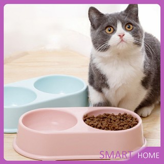 ชามข้าวแมว ชามข้าวหมา  แบบ 2 หลุม 2 Size ชามใส่น้ำ และอาหาร ชามซิลิโคนขาตั้ง Pet bowl