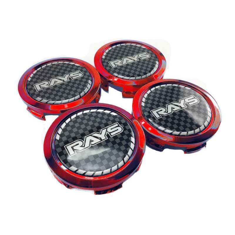 KK Racing ฝาล้อ ดุมล้อ ใส่ล้อแม็ก สติ๊กเกอร์ RAYS 73mm (สี แดง)