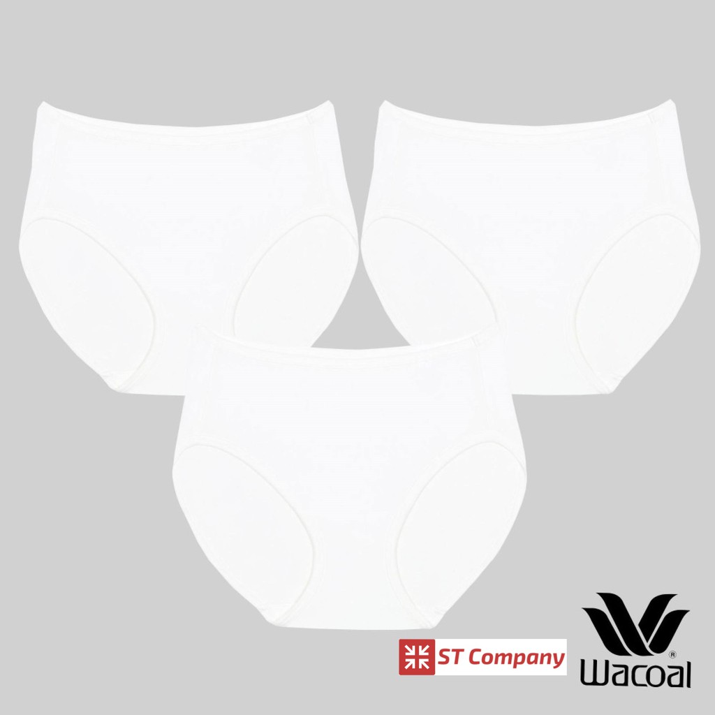 กางเกงใน Wacoal Goodly Panty ทรง Half (ครึ่งตัว) 3 ชิ้น สีครีม (CR) รุ่น WU3287 ขอบเรียบ ทรง บิกินี่