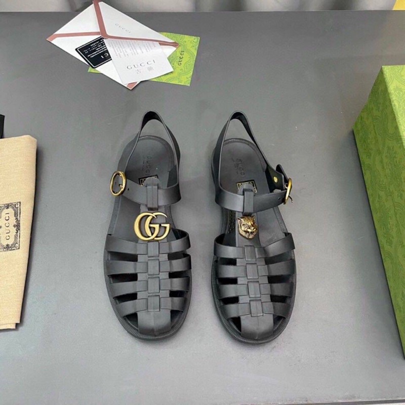 CUCCI รองเท้า GUCCI RUBBER BUCKLE STRAP SANDAL SS21 รองเท้าแตะรัดส้น รุ่นแบบยาง💯