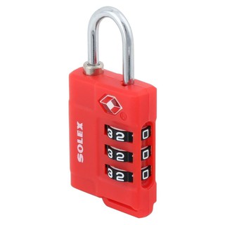 กุญแจรหัส SOLEX TSA 33 31 MM สีแดงCOMBINATION PADLOCK SOLEX TSA 33 31MM RED