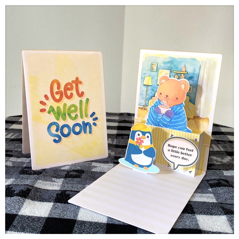 คุณภาพสูง Get Well Soon Pop Up Greeting Card/ Wish Card
