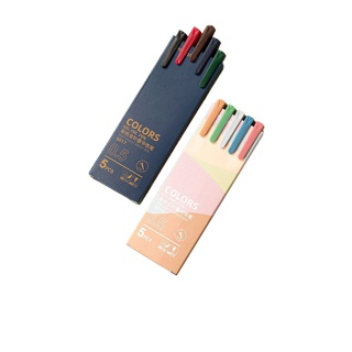 พร้อมส่ง‼ 5 ชิ้น/เซ็ต ปากกาเจลหลากสี ปากกาเน้นข้อความสี Morandi