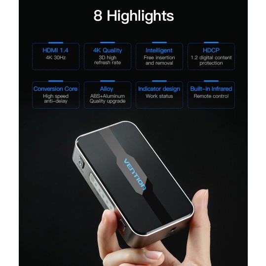 Vention 3 input 1 output HDMI Switch Switcher HDMI Splitter HDMI Cable with Audio for XBOX PS3 Smart