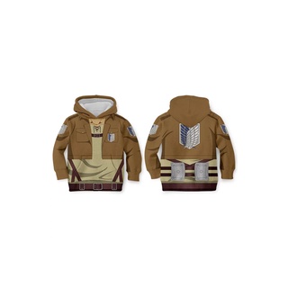 เสื้อกันหนาว เสื้อฮู้ดดี้ พิมพ์ลาย KidsAttack On Titan 3D สําหรับเด็ก