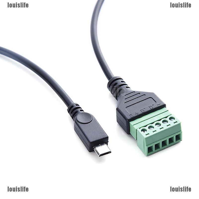 Llth Micro USB Male to 5 Pin Screw Connector with Shield Terminal Plug