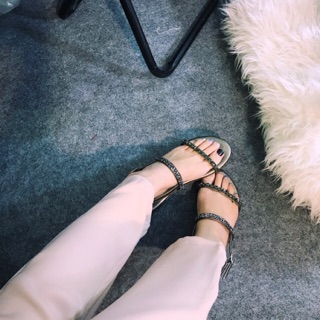 Mina sandals metallic grey