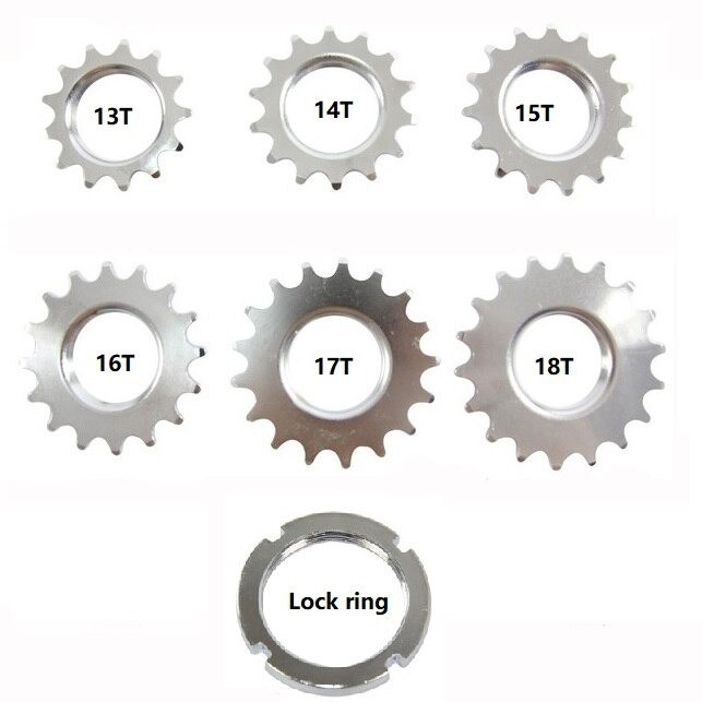 เฟืองหลังจักรยาน fix gear/single speed ขนาดฟัน 13T/14T/15T/16T/17T/18T พร้อมแหวนล็อคเฟือง