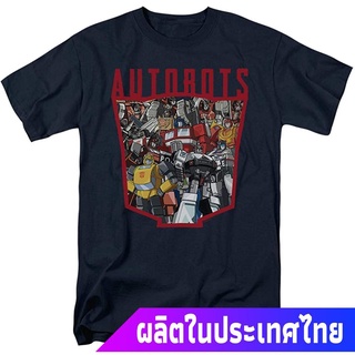 เสื้อยืดพิมพ์ลายเสื้อยืดภาพยนตร์อเมริกัน หม้อแปลงไฟฟ้า Transformers Autobot Collage T Shirt &amp; Stickers T-Shirtคอกลม แฟชั