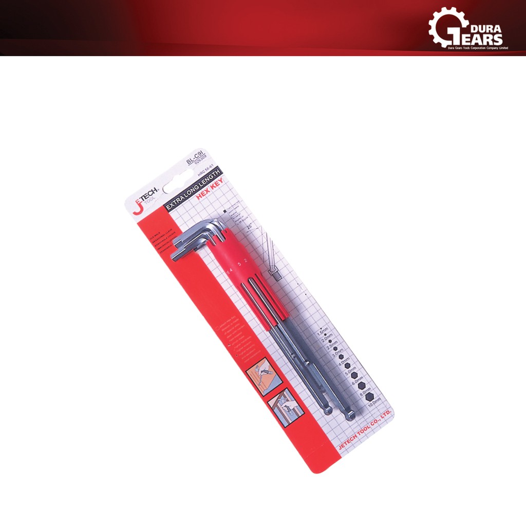 Je Tech - หกเหลี่ยม 9ตัว/ชุด บอลยาวพิเศษ BL-C9I (มีด้ามจับ)