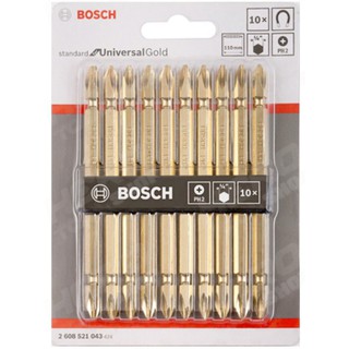 BOSCH ดอกไขควงสองปลาย(ยาว) PH2 รุ่น 110 มม.(แพ็คละ 10 ดอก) - สีทอง รุ่น 2608521043