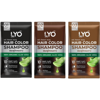 Lyo Hair Color Shampoo ไลโอ แฮร์ คัลเลอร์ แชมพู [ดำ/น้ำตาลเข้ม/น้ำตาลทอง] [1 ซอง] แชมพูปิดผมขาว