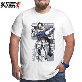 tshirtเสื้อยืดคอกลมฤดูร้อนเสื้อยืดคอกลม แขนสั้น ผ้าฝ้าย พิมพ์ลายอนิเมะ Gundam Strike Mecha Robot สไตล์เรโทร โอเวอร์ไซซ์S