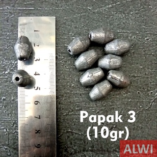 Papak 3 (10 กรัม) ตะกั่วตกปลา รูกลาง สําหรับตกปลา