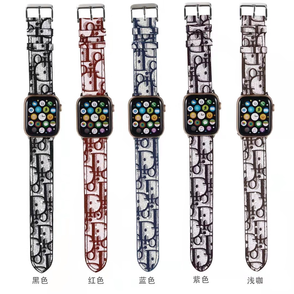 ความเข้ากันได้สําหรับสาย Apple Watch แฟชั่นแบรนด์ Apple Watch สายหนังพิมพ์ความเข้ากันได้สําหรับ iwat