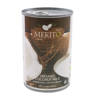 กะทิออแกนิกกระป๋อง Merito Organic Coconut Milk 400ml.