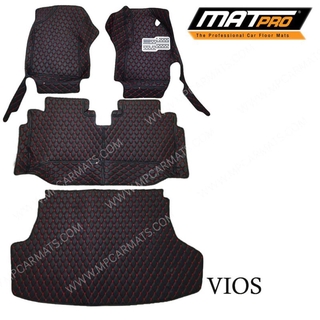 MatPro พรมปูพื้นเข้ารูป5D 6D Premium Fitted Leather Car Mats สำหรับรถรุ่น TOYOTA VIOS ปี2002-2006