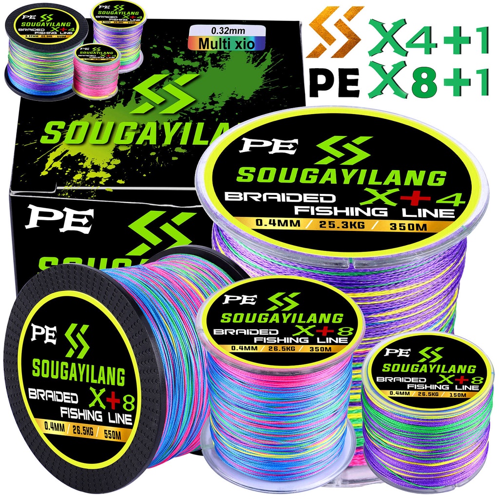Sougayilang สายเบ็ดตกปลา PE 150 ม. - 550 ม. 4 เส้น และ X + 8 เส้น 12.3 ปอนด์ - 58.4 ปอนด์
