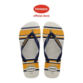 Havaianas รองเท้าแตะลําลอง สําหรับผู้ชาย สีขาว น้ําเงิน มัสตาร์ด