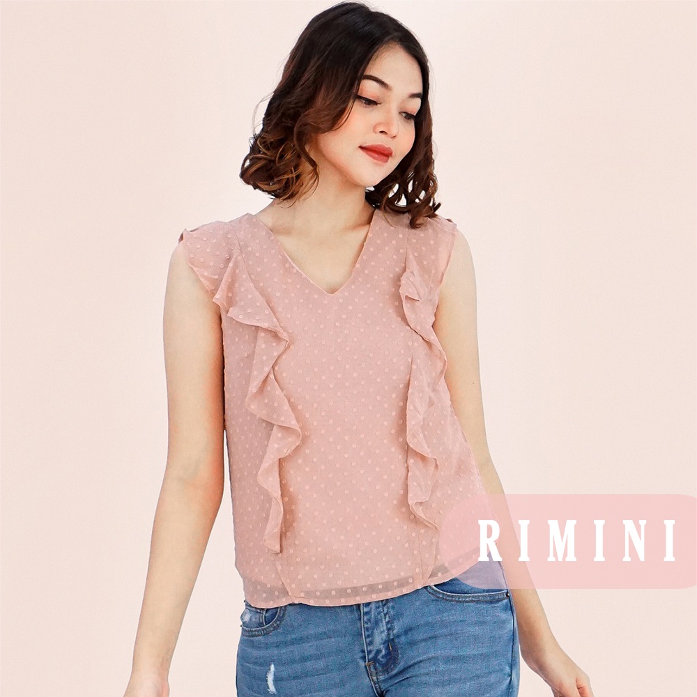 RIMINI - เสื้อเบลาส์คอวีอย่างเป็นทางการของผู้หญิงขนาด SL - Feonna Top 22715