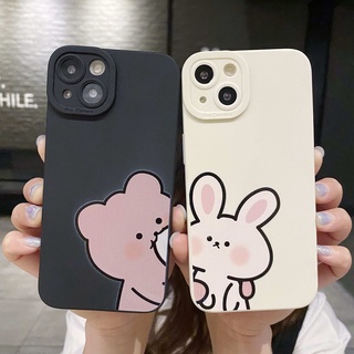 การ์ตูน น่ารัก กระต่าย หมี เคส iPhone 7 8 plus se 2020 x xs xr max 11 pro max 14 13 12 12 pro max case ซิลิกาเจล หญิง นางแบบคู่ เปลือกนิ่ม เคส