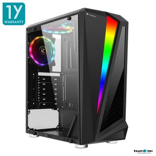 เคสคอมพิวเตอร์ Tsunami Galaxy G10 RGB ATX Gaming Case (with Tempered Glass Side Panel) + Tsunami Dual Ring+ (cRGB Sync)12cm RGB (รับประกันสินค้า 1 ปี)