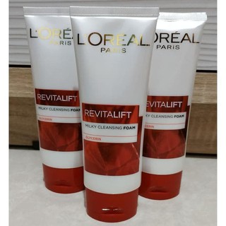 loreal paris revitalift milky cleansing foam 100ml โฟมล้างหน้า ลอรีอัล สีแดง 100 มล.