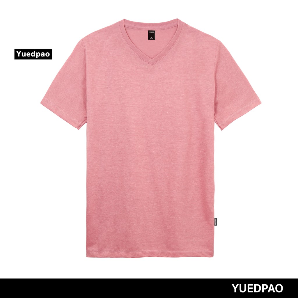 T-Shirts 100 บาท Yuedpao ยอดขาย No.1 รับประกันไม่ย้วย 2 ปี ผ้านุ่ม เสื้อยืดเปล่า เสื้อยืดสีพื้น เสื้อยืดคอวี_สีพีช Men Clothes