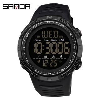 SANDA นาฬิกากันน้ำโครโนกราฟเหมาะสำหรับผู้ชายผู้หญิงนาฬิกาแฟชั่นกีฬาที่มีจอแสดงผล LED