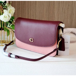 🎀 (สด-ผ่อน) ส่งฟรี กระเป๋าสะพาย หนังสีชมพูแดง งาน shop COACH C5361 Hayden Crossbody In Pebble Leather