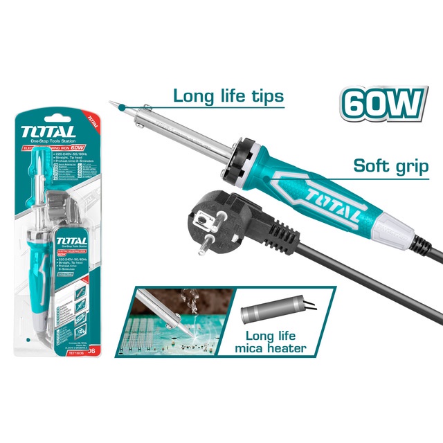 Total หัวแร้งปากกาไฟฟ้า ขนาด 60 วัตต์ รุ่น TET1601 / TET1606 ( Soldering Iron )