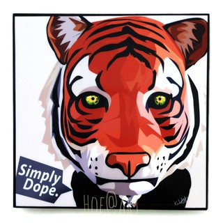 Tiger เสือ Simply Dope ปีเสือ รูปภาพ​ติด​ผนัง​ pop art การ์ตูน cartoon แต่งบ้าน ของขวัญ กรอบรูป รูปภาพ ของสะสม