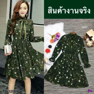 Dress แขนยาว คอระบาย