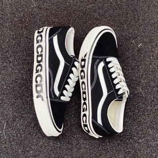 Cdg x VANS Old Skool รองเท้าผ้าใบลําลอง ลายโลโก้ CDG สีดํา และสีขาว สําหรับผู้ชาย และผู้หญิง -1680