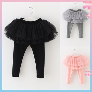 Girls autumn and winter bottoming skirt pants small and medium-sized childrens cotton fake two-piece waist pants childrens outer wear slim-fit fluffy skirt pants