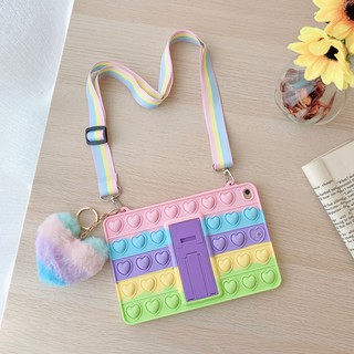 For Samsung Galaxy Tab S6 Lite 10.4 2020 P610 / P615 Pop Fidget Kids Toys Push It Bubble Lanyard Cute Case For Samsung S6 lite