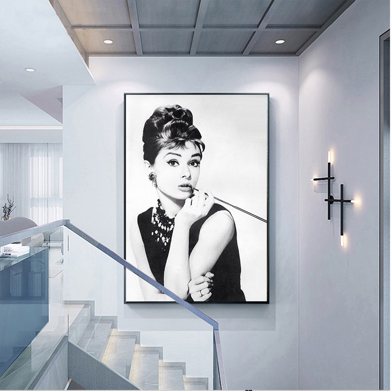Classic Audrey Hepburn Potrait Make Up Modern Poster Prints Canvas