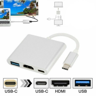 อะแดปเตอร์แปลงสายเคเบิ้ล Type C เป็น HDMI 4K สําหรับ Android Macbook USB 3.1 Thunderbolt 3 USB-C เป็น HDMI 3 in1