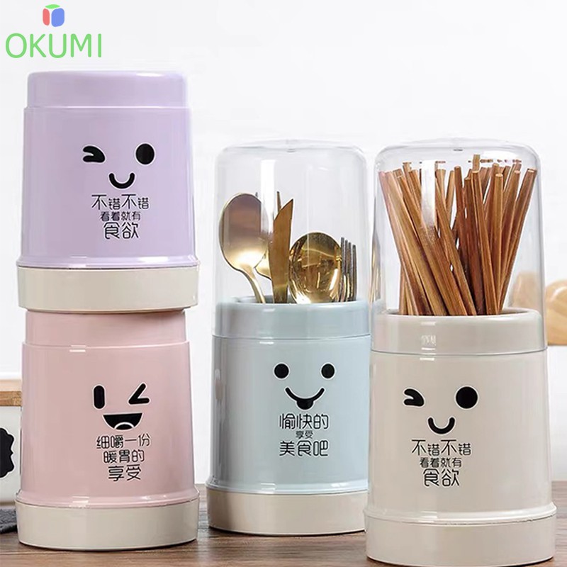 OKUMI_SHOP กล่องเก็บช้อนส้อมตะเกียบ ที่วางช้อนส้อม ที่ใส่ช้อนส้อม (K-309)