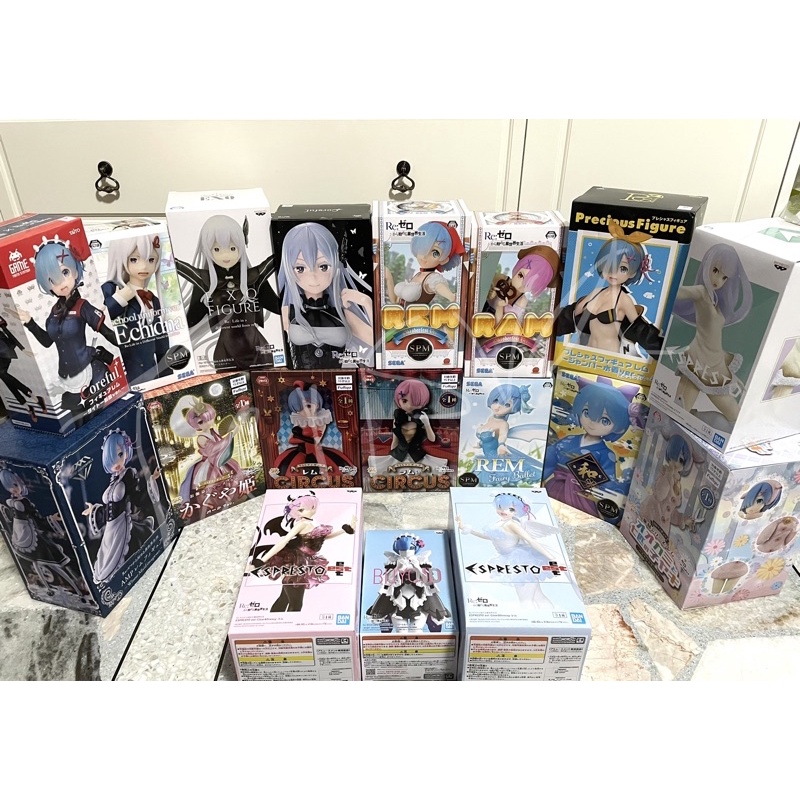 Re zero : Figure Emilia Rem Ram Echidna, EXQ School uniform Coreful Oktoberfest Precious Espresto AM