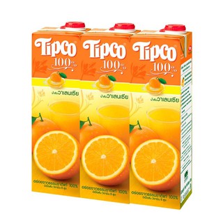 ทิปโก้ น้ำส้มวาเลนเซีย 1000 มล. แพ็ค 3 กล่อง/Tipco Valencia orange juice, 1000 ml, pack of 3 Tipco Valencia orange juice