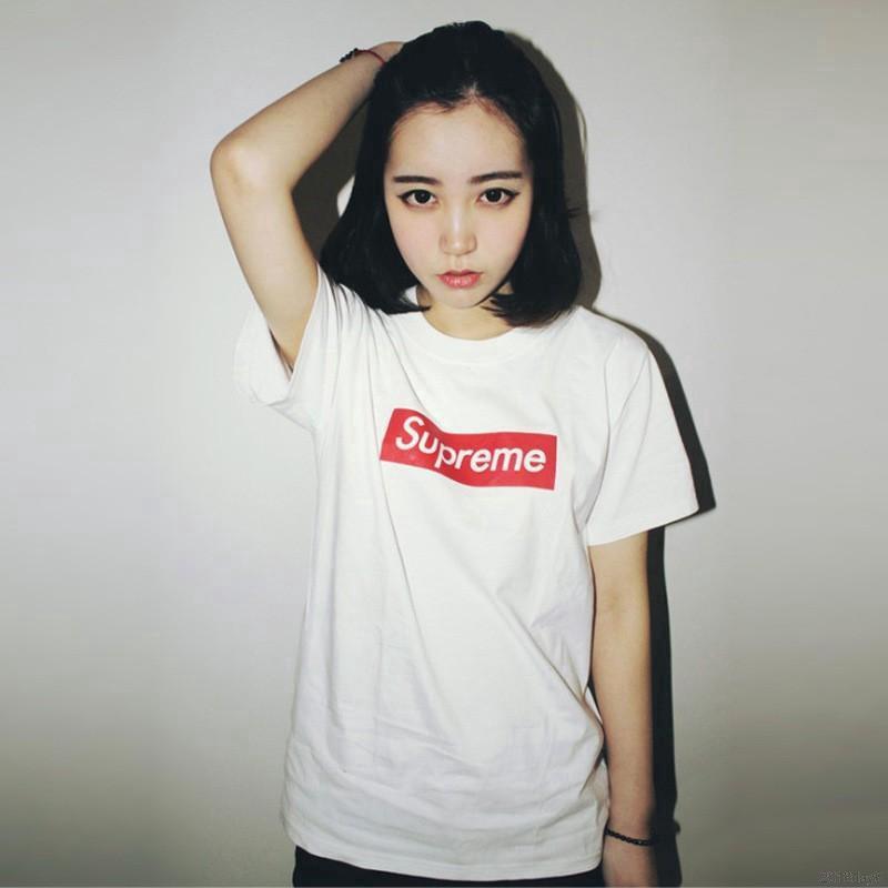 เดรสคอกลมแขนสั้นพิมพ์ลายReady Stock เสื้อยืดแขนสั้นพิมพ์ลาย Supreme