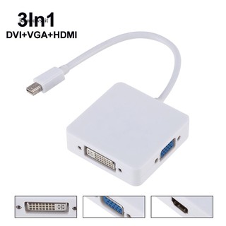 【RB】สายเคเบิลอะแดปเตอร์ Hdmi DP เป็น DVI VGA 3in1 สําหรับ MacBook Thunderbolt