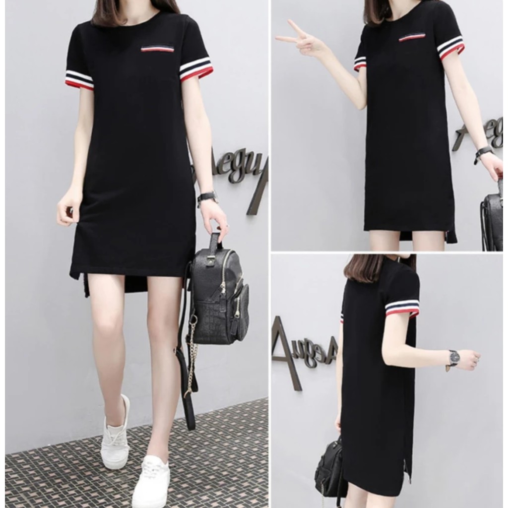 ราคาถูก ขายส่ง ชุดเดรสสั้นแฟชั่น แขนสั้น dress Noqun04
