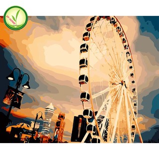 EP-HOME DIY ภาพวาดสีน้ำมัน ภาพระบายสีตามตัวเลข Love Ferris wheel 4050 unframe