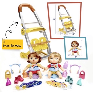 ตุ๊กตาฝาแฝดพร้อมรถเข็น Baby Alive Littles, Shop ‘N Stroll Twins, Blonde Hair Doll, Red Hair Doll, Stroller